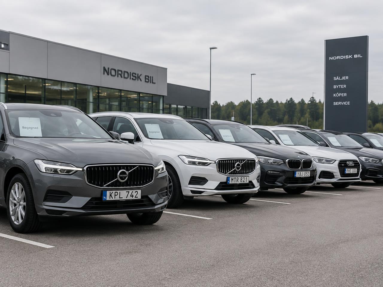 Bilhandlares uppställning av bilar